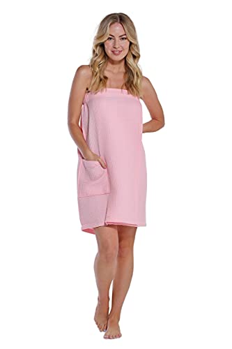 Lightweight Knee Length Waffle Wrap Spa Robe