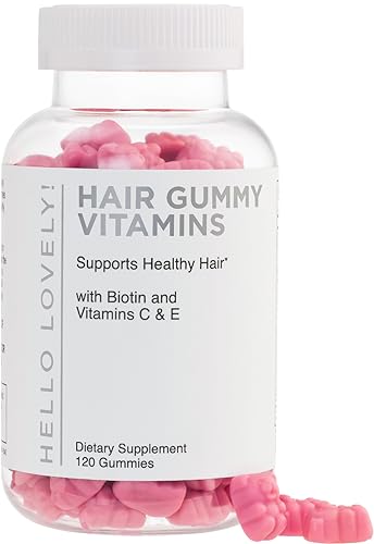 Hello Lovely! Hair Vitamins Gummies with Biotin 5000 mcg Vitamin E & C Support Hair Growth, Premium Vegetarian Non-GMO, for Stronger Beautiful Hair & Nails Supplement - 120 Gummy Bears