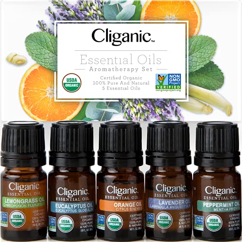 Essential Oils Set - 100% Pure Natural - Peppermint, Lavender, Eucalyptus, Lemongrass & Orange