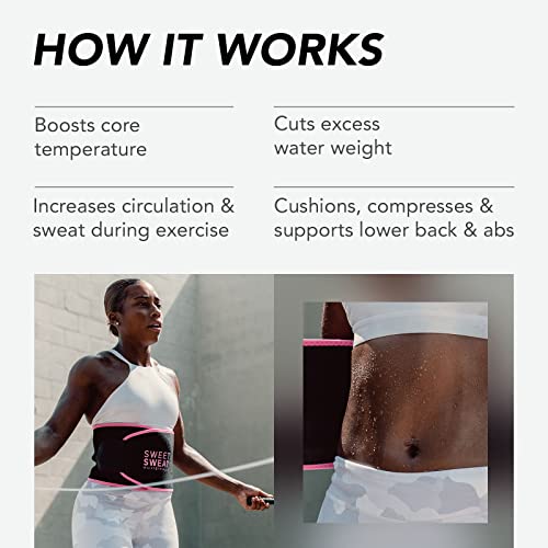 Sweet Sweat Waist Trimmer - Sweat Band Increases Stomach Temp to Cut Water Weight - Gym Waist Trainer Belt for Women & Men